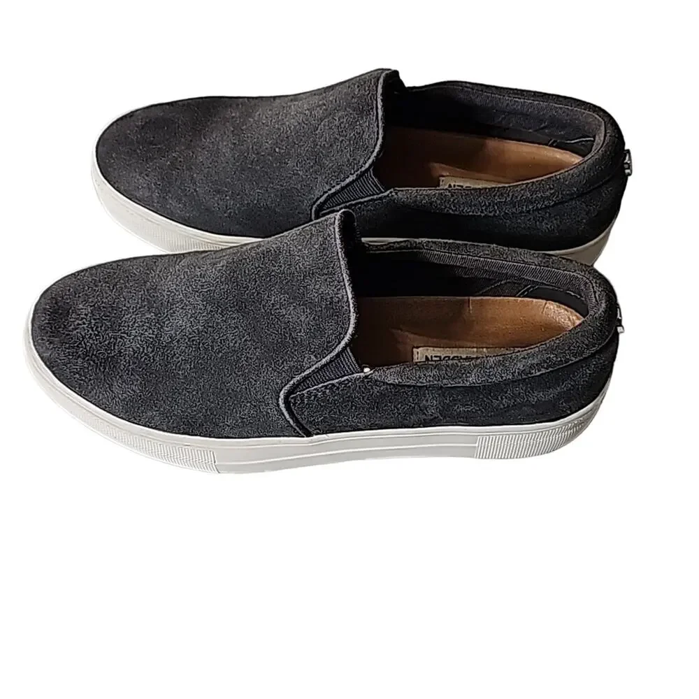 Steve Madden Womens Sz 7.5 Gills Gray Suede Platform Slip On Sneakers